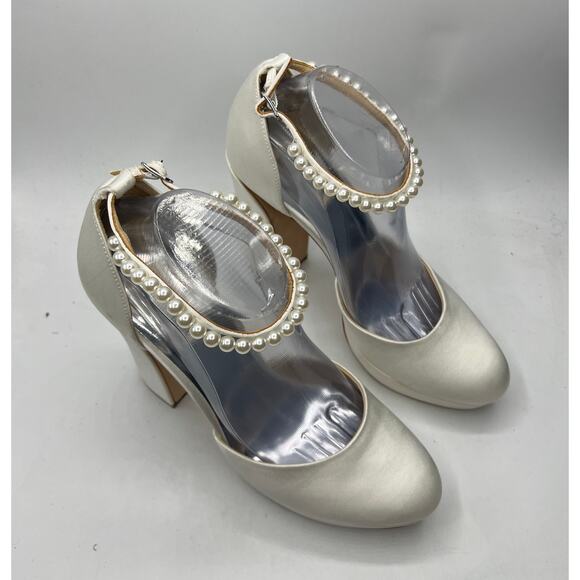 Anthropologie Badgley Mischka Felixa Ankle Strap Platform Heels Size 10 - Picture 3 of 13